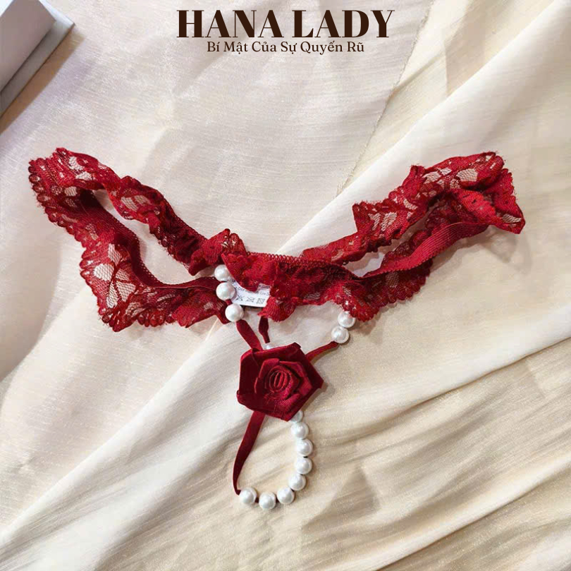 Quần Lọt Khe Ren Nữ Sexy Phối Dây Ngọc Đính Hoa Hồng Quyến Rũ LK160 12