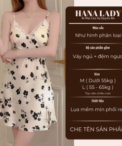 Đầm Ngủ Lụa Họa Tiết Hoa Kèm Mút - Váy Ngủ Lụa Xẻ Tà Cổ Phối Ren Quyến Rũ 16