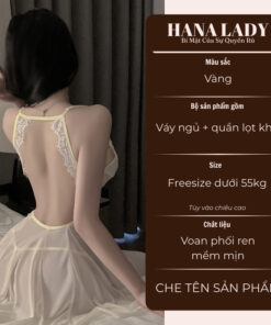 Váy Ngủ Voan Lụa Xuyên Thấu Phối Ren Hở Lưng Sexy Kèm Quần Lọt Khe VN629 8