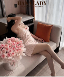 Váy Ngủ Lụa Phối Ren Quyến Rũ Đính Nơ Họa Tiết Trái Tim Dễ Thương VN630 13