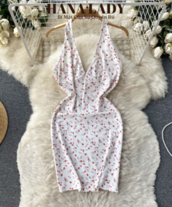 Đầm Ngủ Ôm Body Cổ Yếm - Váy Ngủ Hoa Nhí Xẻ Tà Quyến Rũ VN636 13