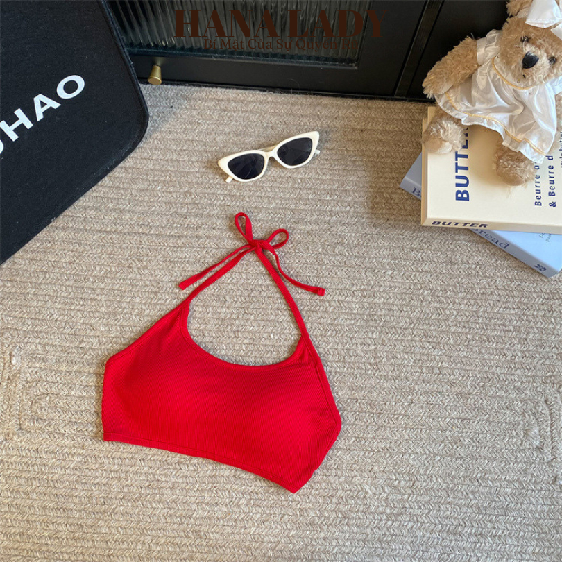 Áo Bra Cotton Gân Tăm Cổ Yếm Có Sẵn Đệm Mút Mỏng Nhiều Màu AL027 13