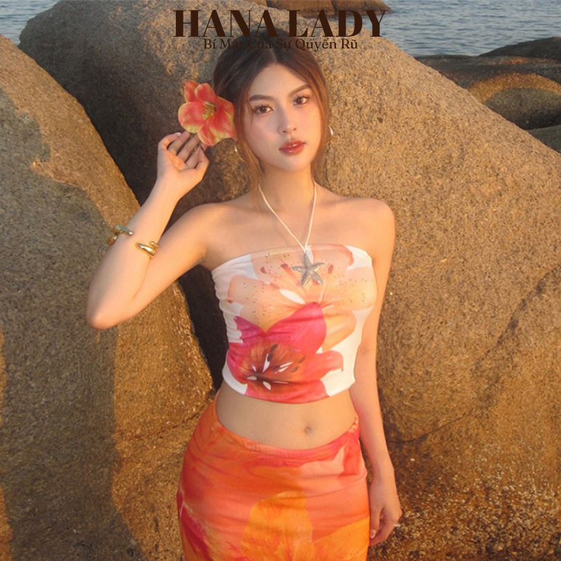 Áo Ống Họa Tiết Hoa Sứ Đi Biển - Áo Thun Dáng Ôm Nhiều Màu Sắc Mùa Hè AO07 12