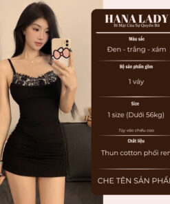 Váy Thun 2 Dây Body Kèm Mút Ngực - Đầm Thun Phối Ren Nhún Eo Tôn Dáng VN646 9