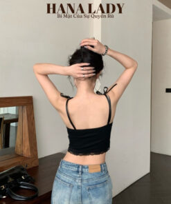 Áo 2 Dây Dáng Ngắn Cotton Phối Ren Cột Dây Cổ Tim Gợi Cảm AO06 9