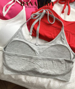 Áo Bra Cotton Gân Tăm Cổ Yếm Có Sẵn Đệm Mút Mỏng Nhiều Màu AL027 9