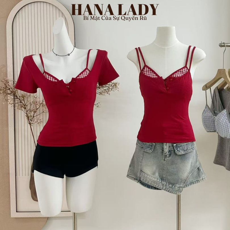 Áo Thun Trơn, Áo Thun Mùa Hè Phối Bra Kèm Mút Ngực Phong Cách Hàn Quốc Dịu Dàng Nữ Tính 12