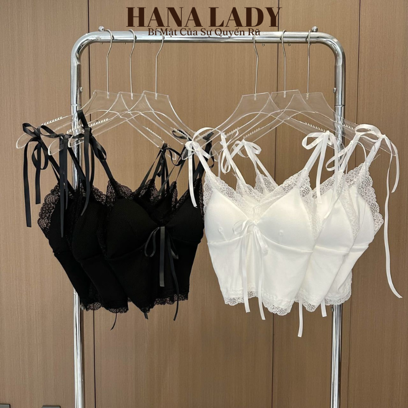 Áo 2 Dây Dáng Ngắn Cotton Phối Ren Cột Dây Cổ Tim Gợi Cảm AO06 12