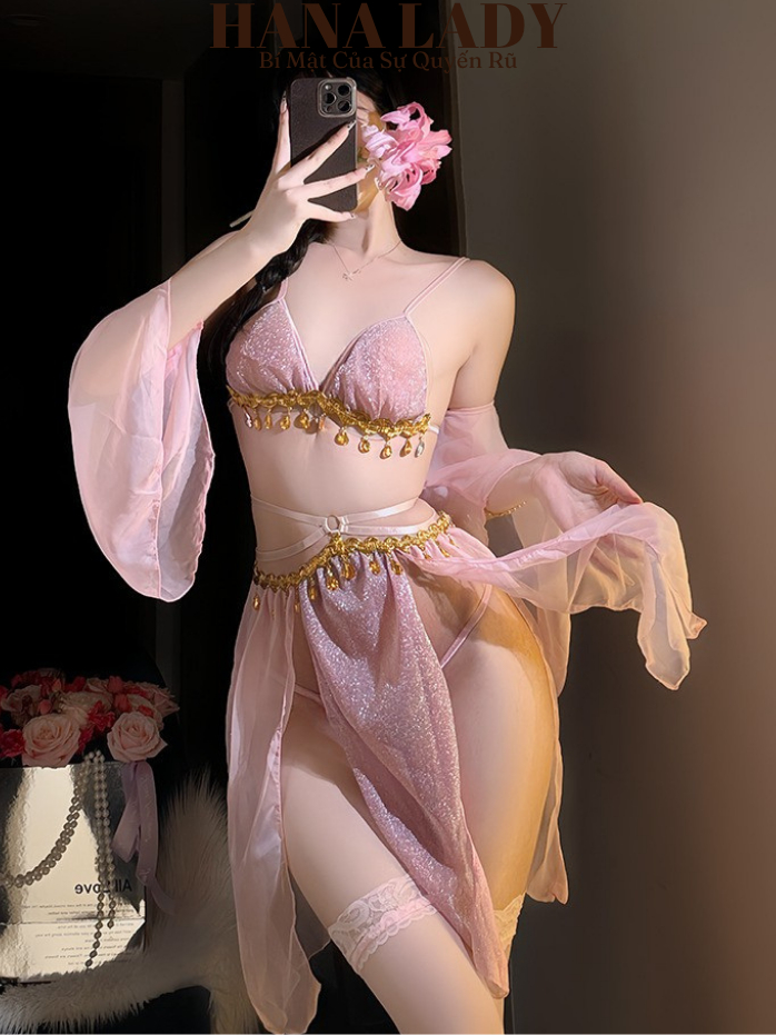 Cosplay Cổ Trang Sexy - Đồ Ngủ Hóa Trang Trung Hoa Xẻ Tà Phối Kim Tuyến Quyến Rũ CP325 14