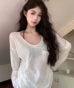 Áo Thun Giấy Túi Rách Form Rộng Trễ Vai - Áo Thun Mỏng Mùa Hè Mặc Nhiều Kiểu VN647 14