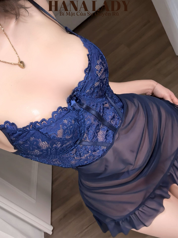 Váy Ngủ Sexy - Đầm Ngủ Nữ Voan Mỏng Xuyên Thấu Phối Ren Kèm Quần VN644 12