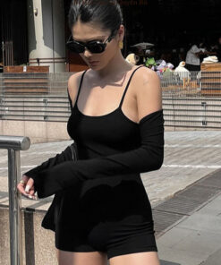 Bodysuit - Jumpsuit Thun 2 Dây Kèm Áo Khoác Ôm Body Tôn Dáng Cá Tính Năng Động BTG08 10