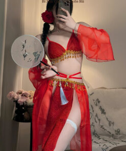 Cosplay Cổ Trang Sexy - Đồ Ngủ Hóa Trang Trung Hoa Xẻ Tà Phối Kim Tuyến Quyến Rũ CP325 10