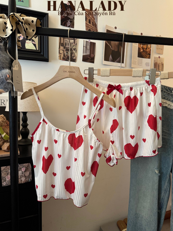 Đồ Ngủ Nữ 2 Dây - Đồ Bộ Thun Mặc Nhà Họa Tiết Trái Tim, Bộ Ngủ Quần Short Ngắn Sexy VN650 8 Đồ Ngủ Nữ 2 Dây - Đồ Bộ Thun Mặc Nhà Họa Tiết Trái Tim, Bộ Ngủ Quần Short Ngắn Sexy VN650 13