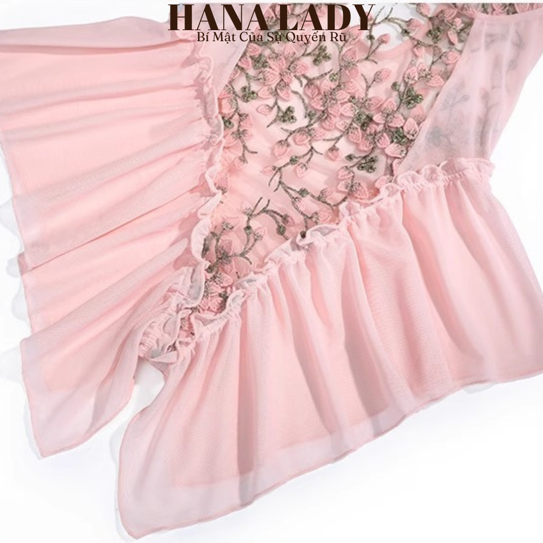 Váy Ngủ Nữ Sexy - Đồ Ngủ Bodysuit Voan Mỏng Họa Tiết Hoa Nổi Gợi Cảm VN648 13