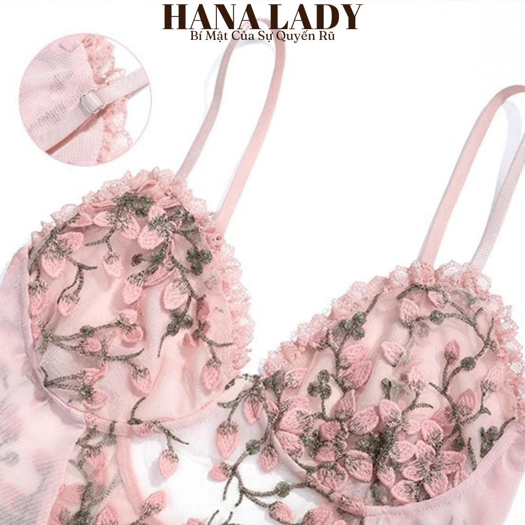 Váy Ngủ Nữ Sexy - Đồ Ngủ Bodysuit Voan Mỏng Họa Tiết Hoa Nổi Gợi Cảm VN648 14