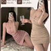 Đầm Ôm Body Thun Tăm Cổ Yếm Mặc Nhà, Đi Chơi Có Chiết Eo Tôn Dáng VN660 2 Đầm Ôm Body Thun Tăm Cổ Yếm Mặc Nhà, Đi Chơi Có Chiết Eo Tôn Dáng VN660 2