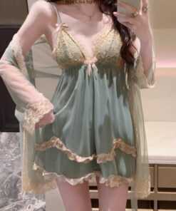 Set Váy Ngủ Voan Xòe Tiểu Thư Phối Ren Sexy - Đầm Ngủ Kèm Áo Choàng Mặc Nhà Quyến Rũ VN654 16