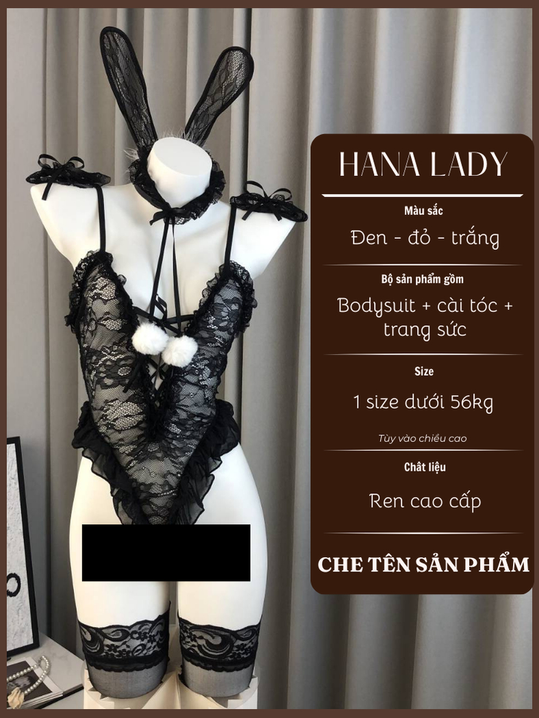 Đồ Ngủ Cosplay Nàng Thỏ Sexy - Bodysuit Ren Xuyên Thấu Hóa Trang Quyến Rũ Kèm Phụ Kiện CP330 10