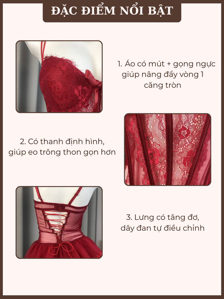 Váy Ngủ Corset Ren Sexy - Đầm Ngủ 2 Dây Gợi Cảm Có Gọng Mút Kèm Đai Kẹp Tất VN653 9 Váy Ngủ Corset Ren Sexy - Đầm Ngủ 2 Dây Gợi Cảm Có Gọng Mút Kèm Đai Kẹp Tất VN653 16