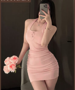 Đầm Ôm Body Thun Tăm Cổ Yếm Mặc Nhà, Đi Chơi Có Chiết Eo Tôn Dáng VN660 8