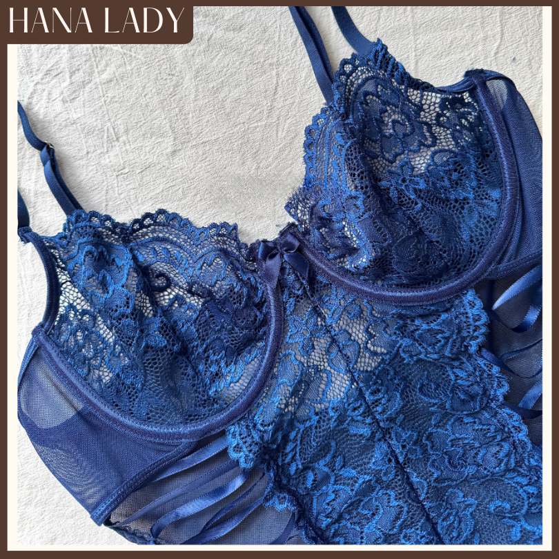 Đồ Ngủ Bodysuit Sexy Kèm Tất - Đồ Lót Liền Thân Có Gọng Phối Ren Đan Dây Quyến Rũ VN658 13