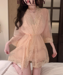 Set Váy Ngủ Voan Xòe Tiểu Thư Phối Ren Sexy - Đầm Ngủ Kèm Áo Choàng Mặc Nhà Quyến Rũ VN654 12