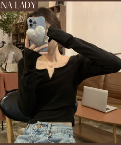 Áo Thun Tay Dài Basic Thu Đông Cổ Rộng Xẻ V Phong Cách Thường Ngày AO012 7 Áo Thun Tay Dài Basic Thu Đông Cổ Rộng Xẻ V Phong Cách Thường Ngày AO012 13