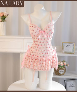 Váy Ngủ Nữ - Đầm Ngủ Kiểu Corset Form Xòe Có Mút Ngực Họa Tiết Cherry Đáng Yêu VN657 7 Váy Ngủ Nữ - Đầm Ngủ Kiểu Corset Form Xòe Có Mút Ngực Họa Tiết Cherry Đáng Yêu VN657 13