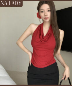 Áo Yếm Cổ Đổ Chất Thun Ôm Body Tôn Dáng Mặc Được 2 Kiểu AO013 8 Áo Yếm Cổ Đổ Chất Thun Ôm Body Tôn Dáng Mặc Được 2 Kiểu AO013 15