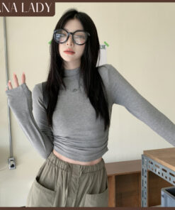 Áo Thun Gân Dài Tay Thu Đông Ôm Body Dáng Ngắn Có Chiết Eo Tôn Dáng Cổ Cao Giữ Nhiệt AO011 10 Áo Thun Gân Dài Tay Thu Đông Ôm Body Dáng Ngắn Có Chiết Eo Tôn Dáng Cổ Cao Giữ Nhiệt AO011 19