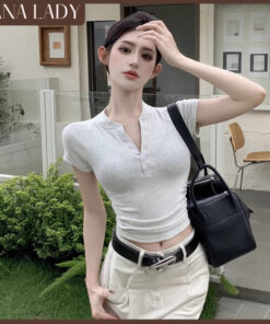 Áo Thun Ôm Body Tay Ngắn - Áo Croptop Thun Gân Có Chiết Eo Tôn Dáng AO010 7 Áo Thun Ôm Body Tay Ngắn - Áo Croptop Thun Gân Có Chiết Eo Tôn Dáng AO010 14