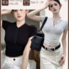 Áo Thun Ôm Body Tay Ngắn - Áo Croptop Thun Gân Có Chiết Eo Tôn Dáng AO010 1 Áo Thun Ôm Body Tay Ngắn - Áo Croptop Thun Gân Có Chiết Eo Tôn Dáng AO010 1