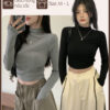 Áo Thun Gân Dài Tay Thu Đông Ôm Body Dáng Ngắn Có Chiết Eo Tôn Dáng Cổ Cao Giữ Nhiệt AO011 2 Áo Thun Gân Dài Tay Thu Đông Ôm Body Dáng Ngắn Có Chiết Eo Tôn Dáng Cổ Cao Giữ Nhiệt AO011 2
