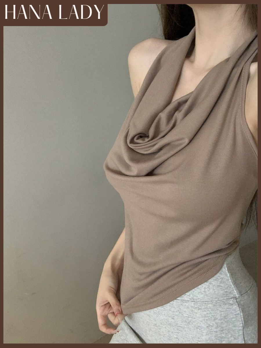 Áo Yếm Cổ Đổ Chất Thun Ôm Body Tôn Dáng Mặc Được 2 Kiểu AO013 9 Áo Yếm Cổ Đổ Chất Thun Ôm Body Tôn Dáng Mặc Được 2 Kiểu AO013 16