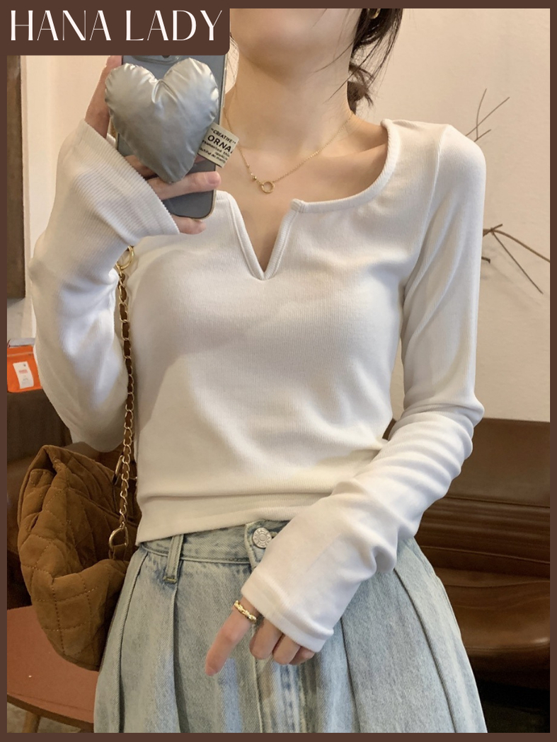 Áo Thun Tay Dài Basic Thu Đông Cổ Rộng Xẻ V Phong Cách Thường Ngày AO012 8 Áo Thun Tay Dài Basic Thu Đông Cổ Rộng Xẻ V Phong Cách Thường Ngày AO012 14