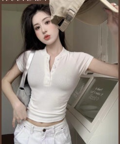 Áo Thun Ôm Body Tay Ngắn - Áo Croptop Thun Gân Có Chiết Eo Tôn Dáng AO010 5 Áo Thun Ôm Body Tay Ngắn - Áo Croptop Thun Gân Có Chiết Eo Tôn Dáng AO010 12