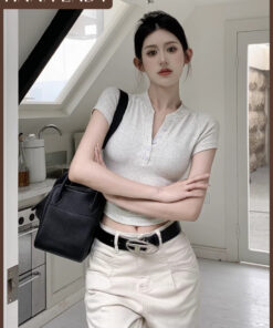 Áo Thun Ôm Body Tay Ngắn - Áo Croptop Thun Gân Có Chiết Eo Tôn Dáng AO010 4 Áo Thun Ôm Body Tay Ngắn - Áo Croptop Thun Gân Có Chiết Eo Tôn Dáng AO010 11