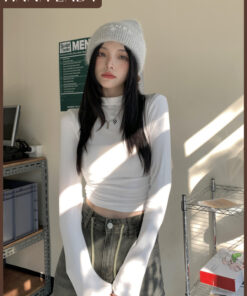 Áo Thun Gân Dài Tay Thu Đông Ôm Body Dáng Ngắn Có Chiết Eo Tôn Dáng Cổ Cao Giữ Nhiệt AO011 5 Áo Thun Gân Dài Tay Thu Đông Ôm Body Dáng Ngắn Có Chiết Eo Tôn Dáng Cổ Cao Giữ Nhiệt AO011 14