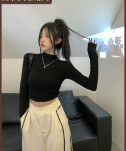 Áo Thun Gân Dài Tay Thu Đông Ôm Body Dáng Ngắn Có Chiết Eo Tôn Dáng Cổ Cao Giữ Nhiệt AO011 4 Áo Thun Gân Dài Tay Thu Đông Ôm Body Dáng Ngắn Có Chiết Eo Tôn Dáng Cổ Cao Giữ Nhiệt AO011 13