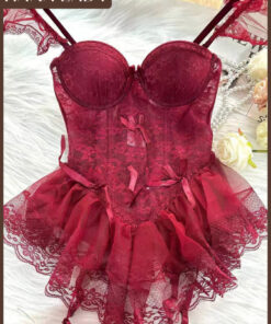 Váy Ngủ Cúp Dáng Ngắn - Áo Corset Ren Xòe Có Mút Mặc Nhà VN679 11