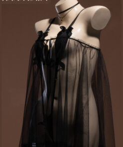 Váy Ngủ Ren Babydoll - Đầm Ngủ Ren Lưới Kèm Jumsuit Nơ Mặc Trong VN656 7