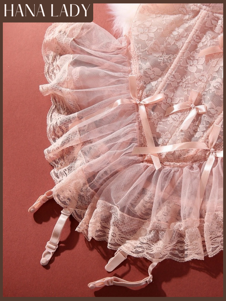 Váy Ngủ Cúp Dáng Ngắn - Áo Corset Ren Xòe Có Mút Mặc Nhà VN679 12