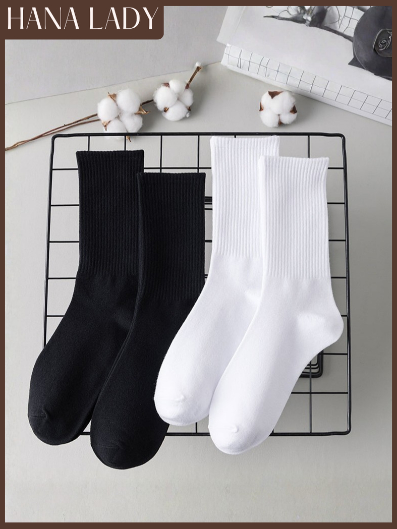 Set 6 Đôi Tất Vớ Nam Nữ Cổ Cao Basic Chất Cotton Co Giãn Thoáng Khí TV060 10