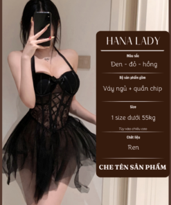 Váy Ngủ Ren Xòe Đan Dây Sẵn Mút Ngực Mặc Được Nhiều Kiểu Kèm Quần VN669 12