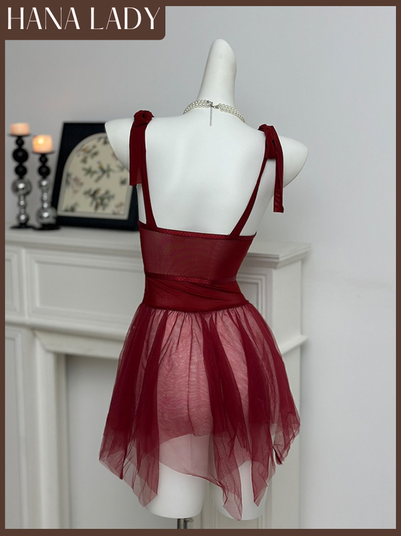 Váy Ngủ Ren Xòe Đan Dây Sẵn Mút Ngực Mặc Được Nhiều Kiểu Kèm Quần VN669 17