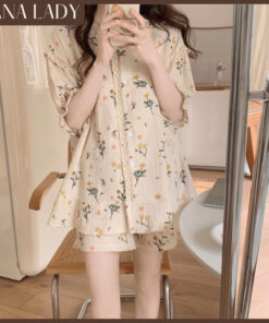 Bộ Đồ Ngủ Nữ Dáng Ngắn - Pyjama Đũi Xốp Mềm Cổ Tròn Họa Tiết Dễ Thương Mặc Nhà PJ579 17