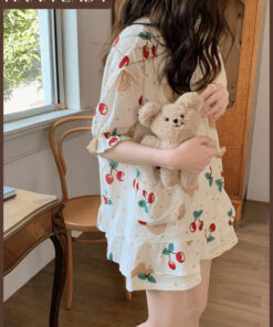 Bộ Đồ Ngủ Nữ Dáng Ngắn - Pyjama Đũi Xốp Mềm Cổ Tròn Họa Tiết Dễ Thương Mặc Nhà PJ579 15