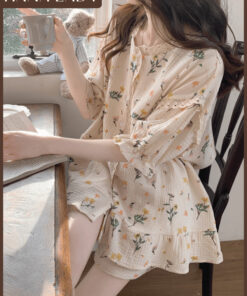 Bộ Đồ Ngủ Nữ Dáng Ngắn - Pyjama Đũi Xốp Mềm Cổ Tròn Họa Tiết Dễ Thương Mặc Nhà PJ579 14