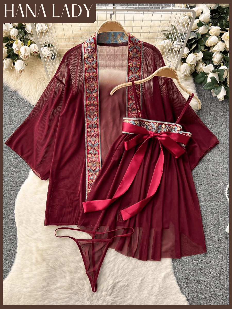 主图-04 Đồ Ngủ Cosplay Phong Cách Trung Hoa - Váy Ngủ Hóa Trang Kèm Áo Choàng CP332 2